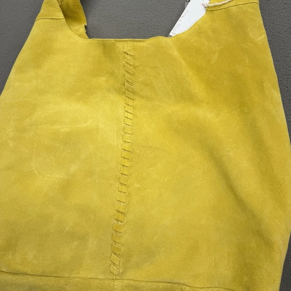 Haute Hippie Leather Festival Suede Leather Hobo Chartreuse Purse Bag Pouch New